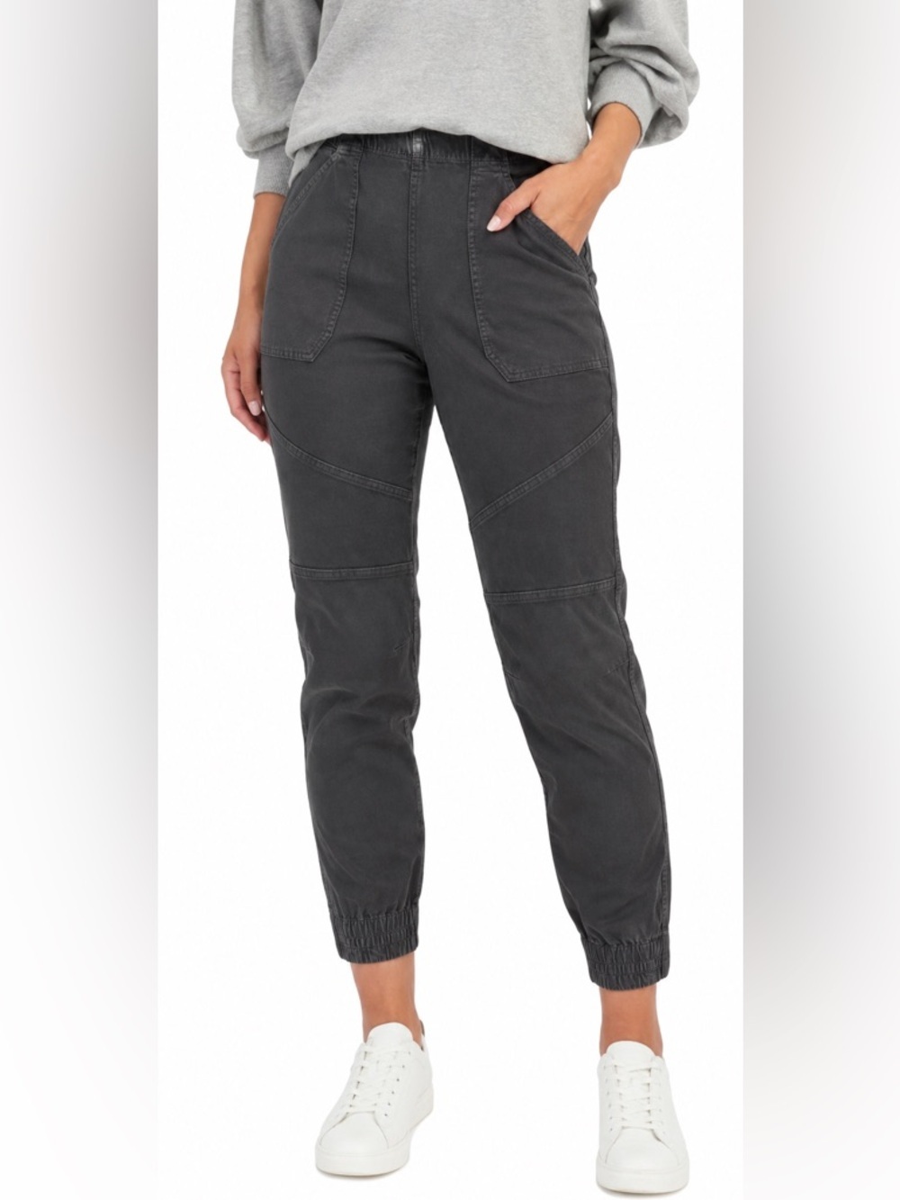 Spanx Cargo Jogger Pants Gray Stretch Twill Women’s Size Large